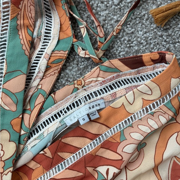 Baltic Born Floral Wrap Jumpsuit in Orange and Green - Picture 2 of 2